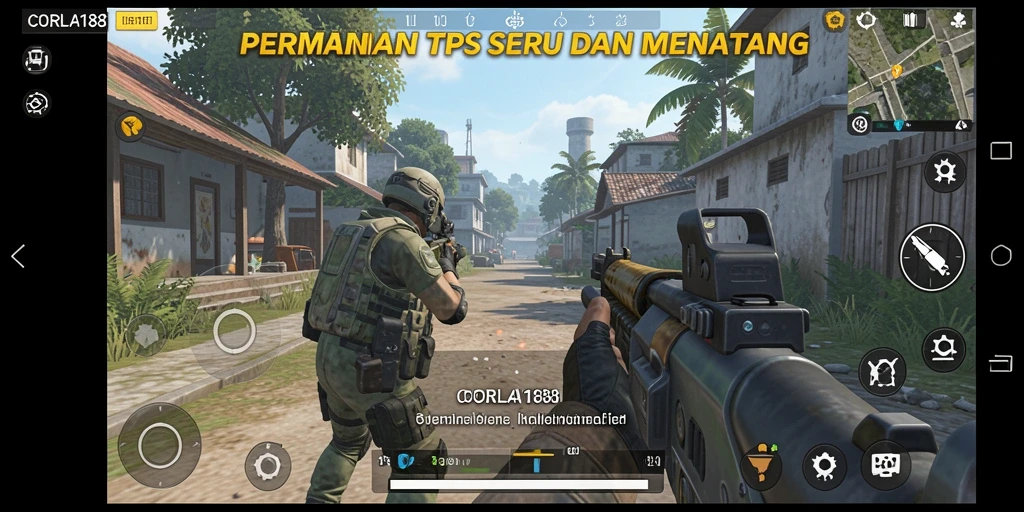 Gameplay CORLA188 yang seru dalam aksi TPS di arena pertempuran.