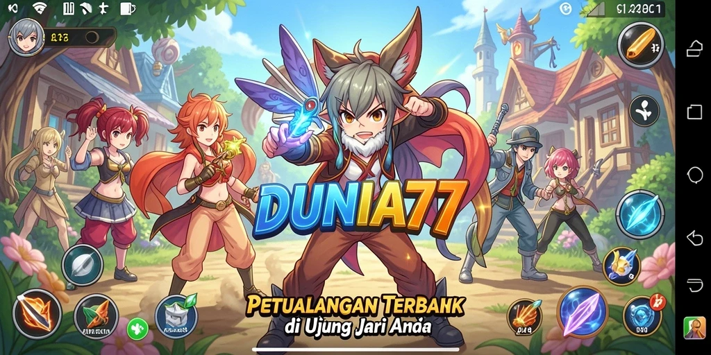 Gameplay DUNIA77 yang menarik dengan karakter anime iconik.