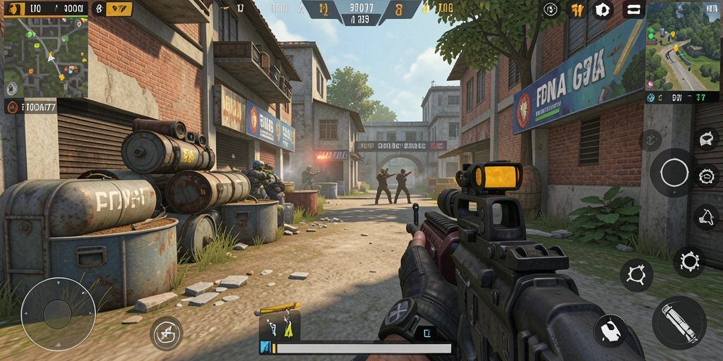Screenshot gameplay <strong>FIONA77</strong> menampilkan pertempuran yang intens dan seru.
