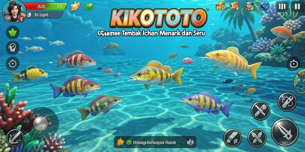 Screenshot gameplay KIKOTOTO yang menampilkan aksi menembak ikan