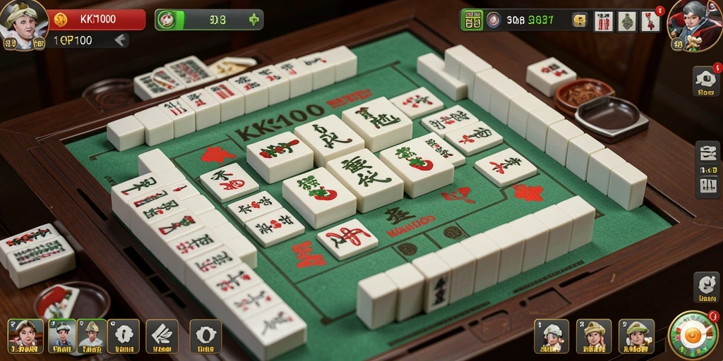 Tampilan gameplay KPK100 yang menampilkan menyusun ubin Mahjong.