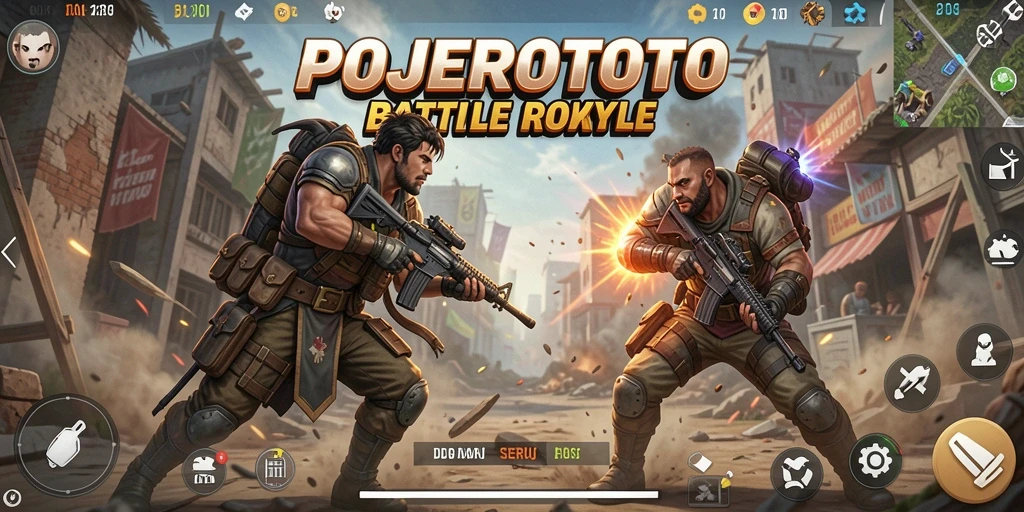 Screenshot gameplay POJEROTOTO menampilkan aksi bertempur yang mendebarkan.